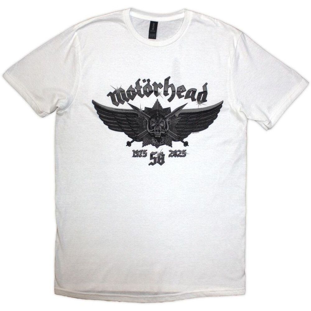 Motorhead Unisex Adult 50 Years Wings Button T-Shirt / White